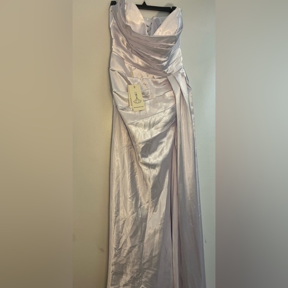 Strapless Mermaid Dress Long Body con Ruched Evening Gown with Train - Picture 3 of 6